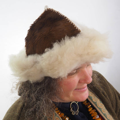 Historical leather hat with horse tail