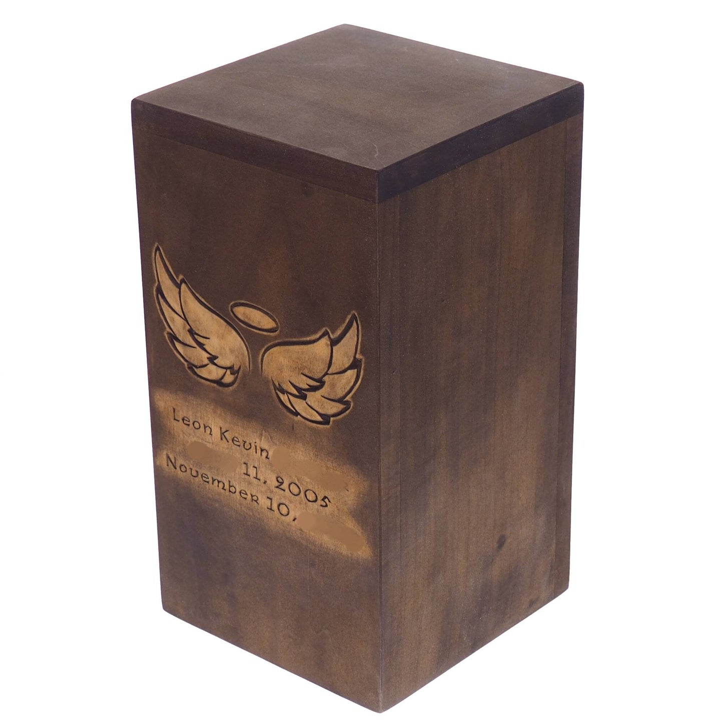 Angel Personalized Wood Urn, Children Urn,For Human Ashes, Wooden Memorial Box, Carved Keepsake Cremation Urns, Cremation Box For Burial,