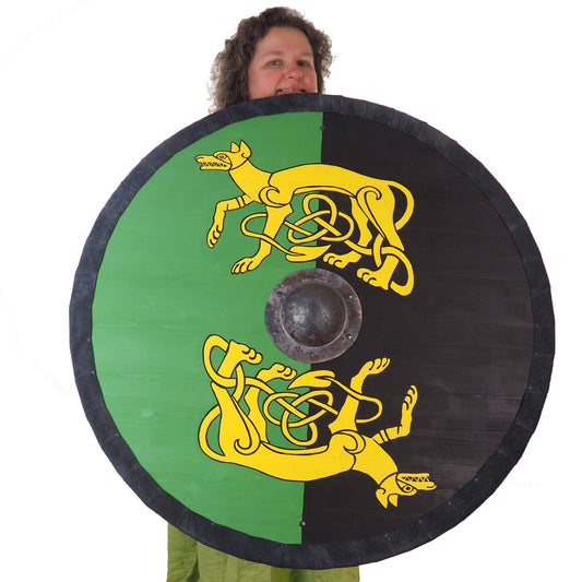 Customized Huge custom wolfs pattern Viking Shield, 36 inch, Customized pattern, Norsman shield, Wall decor, Larp and reenactment, SCA