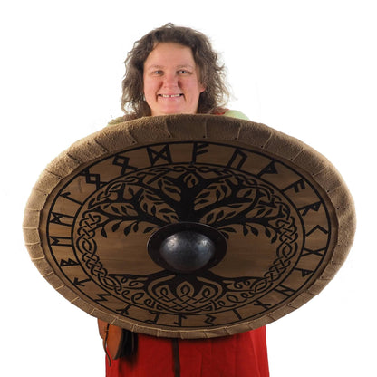 Personalized Big Tree of Life Viking Shield Pattern, Norsman shield, Wall decor, Larp and reenactment, SCA ready, black shield