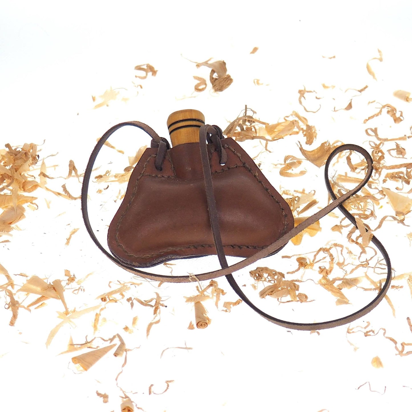 Light Brown, Mini flask, hand crafted, authentic medieval wine skin with wooden stopper leather flask bladder ALL NATURAL
