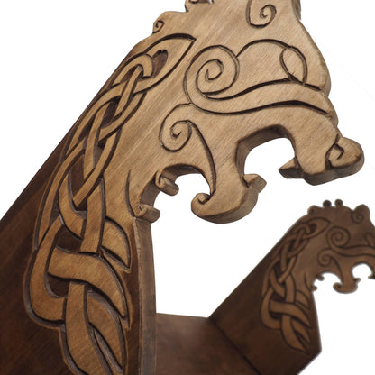 Viking personalized shelf, Wall shelf with bear head, hanging book shelf , norsk style, medieval decor, Larp and SCA,  display shelf,