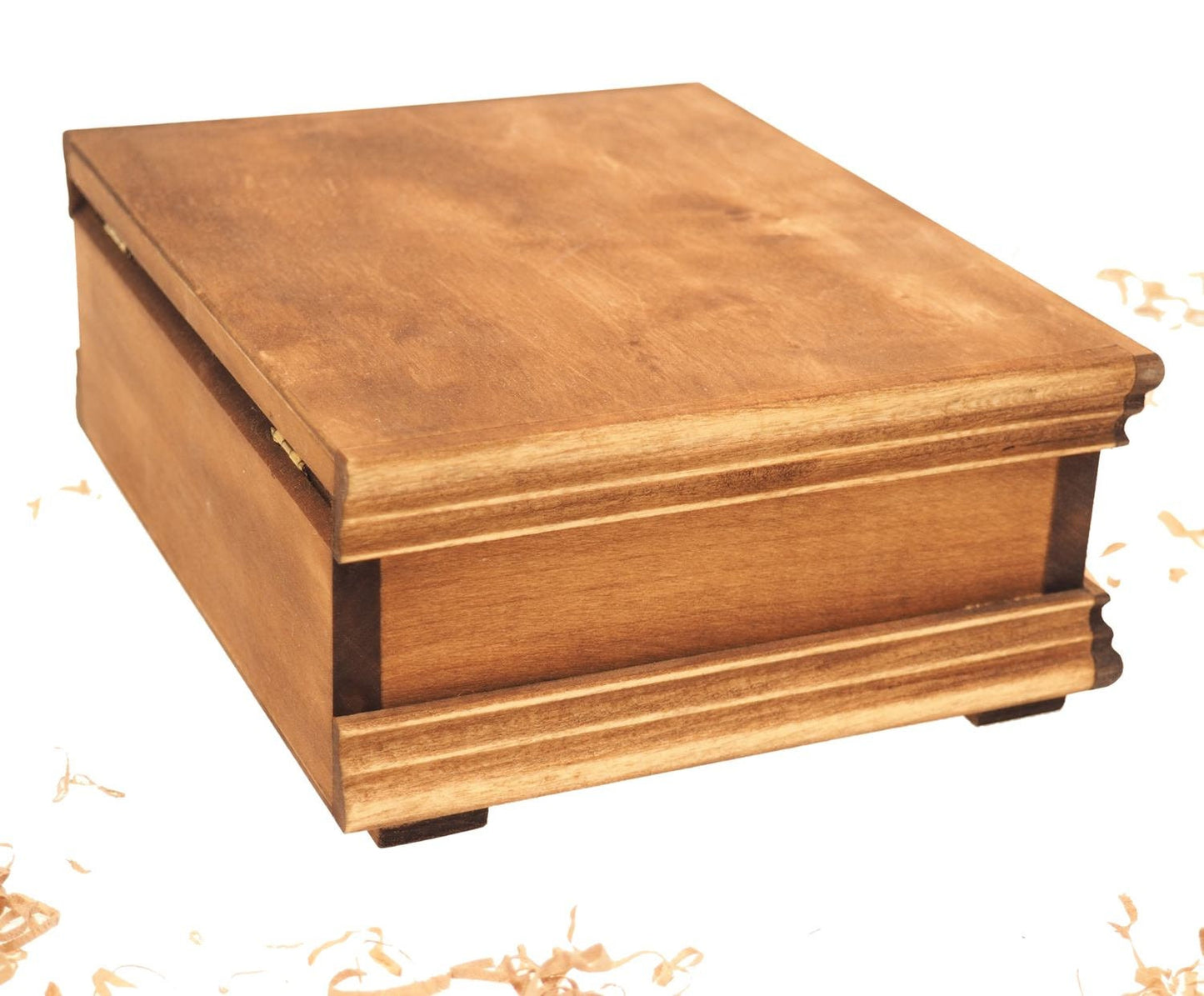 Hand carved wooden jewelry box with a gothic pattern