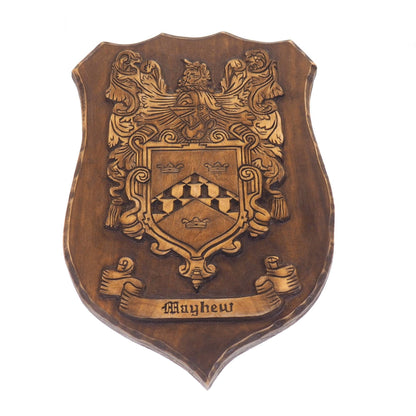 Personalized Family Crest, Hand Carved, Coat of Arms, Custom, Family Shield, Wooden Emblem, Wedding Wood Art, Heraldic, Woodcraft
