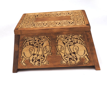 Personalized Wood Urn For Human Ashes, Wooden Memorial Box Carved , Keepsake Cremation Urns, Cremation Boxes For Burial, Viking pagan