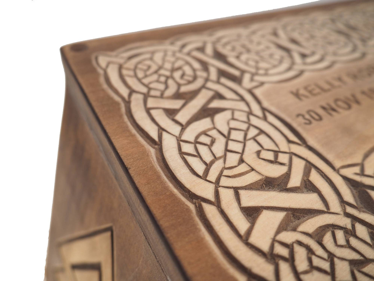 Thor hammer Yggdrasil Wooden Urn For Human Ashes, Wooden Memorial Box, Hand Carved, Keepsake Cremation Urns, Cremation Boxes For Burial
