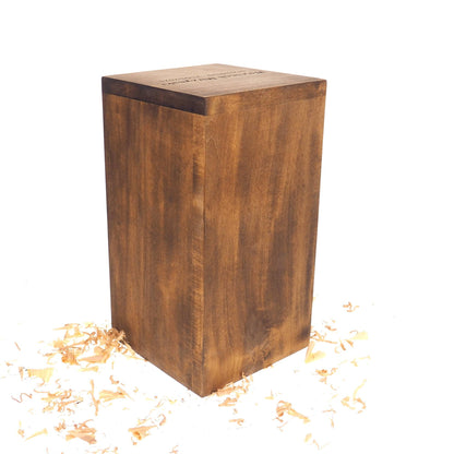 Simple Tall Wood Urn, For Human Ashes, Wooden Memorial Box, Carved Keepsake Cremation Urns, Medieval Viking style