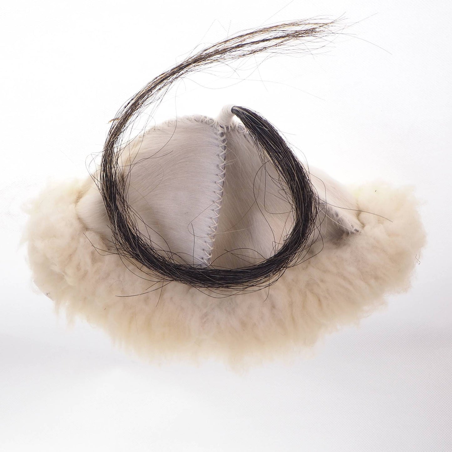 White Historical leather hat with horse tail, hand sewn, larp, medieval, sca, unisex hat, headdress viking, Mongol, Slavic, Viking clothing
