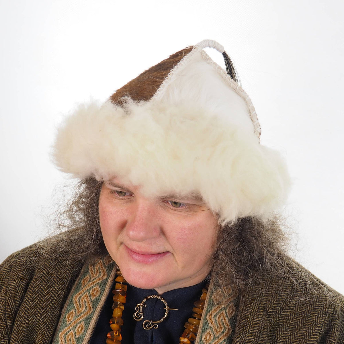 Historical leather hat with horse tail