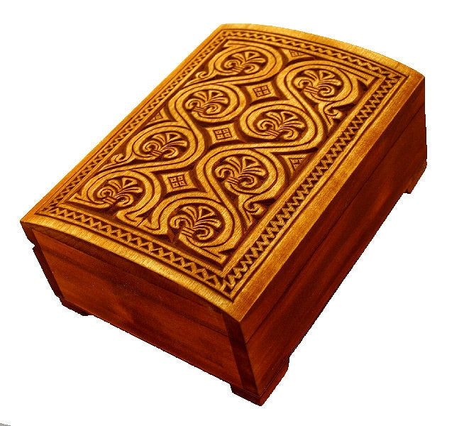 Novograd wooden hand carved jewelry box, keepsake box, jewelry storage