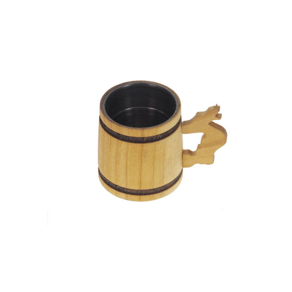 Oak Wooden Beer Mug 50 ml  1.7 oz, steel inside wooden cup, wooden drinking mug, historical mug, rustic mug, medieval replica