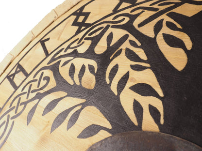 Personalized Big Tree of Life Viking Shield Pattern, Norsman shield, Wall decor, Larp and reenactment, SCA ready, black shield