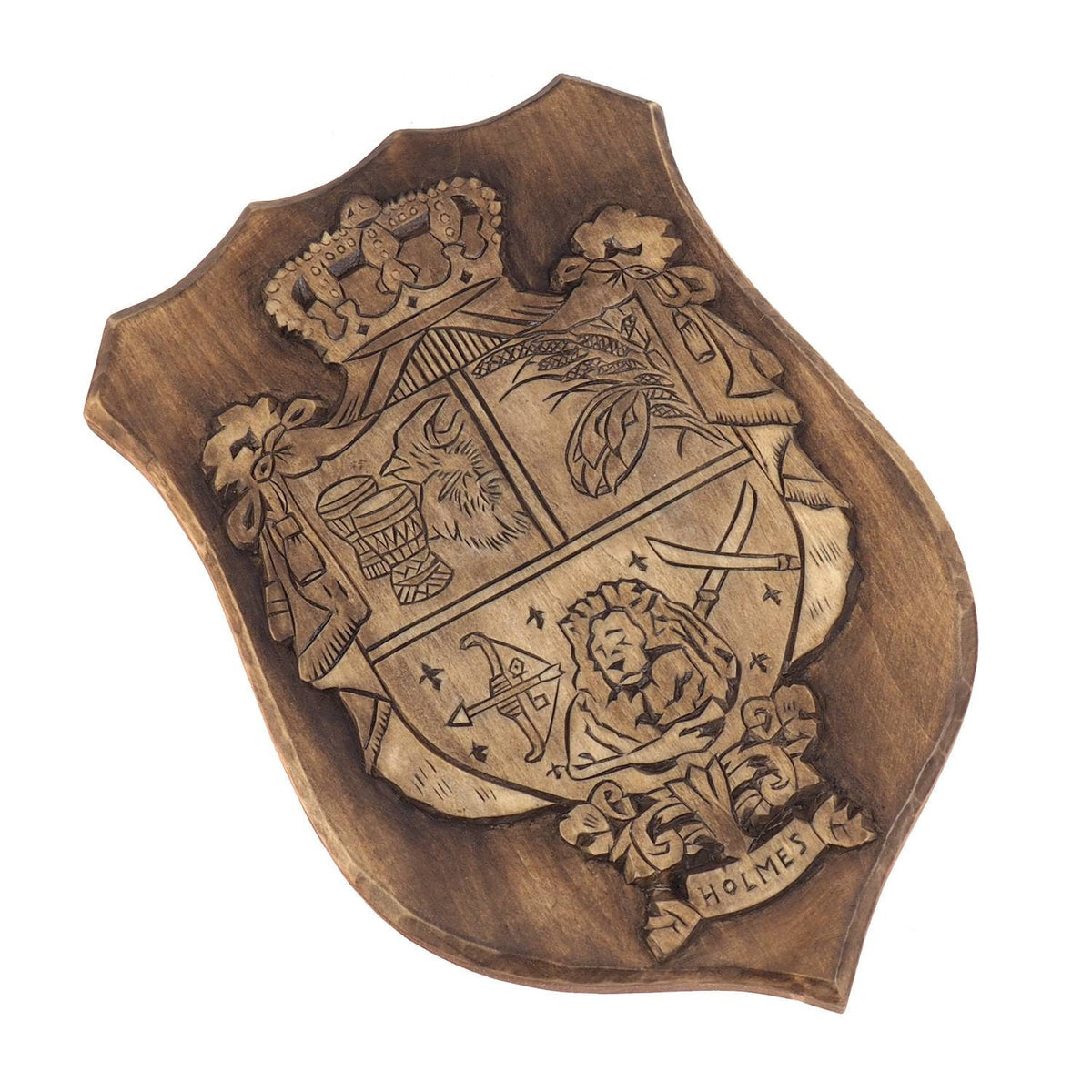 Personalized Family Crest Top Crown, Hand Carved, Coat of Arms, Custom, Family Shield, Wooden Emblem, Wedding Wood Art, Heraldic, Woodcraft