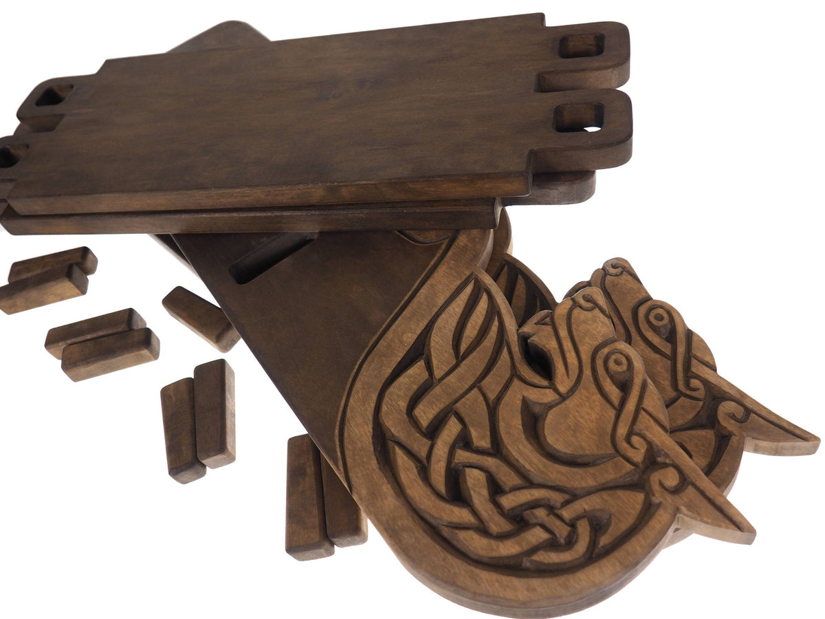 Small Viking personalized shelf, Wall shelf with wolf head, hanging book shelf , norsk style, medieval decor, Larp and SCA,  display shelf,