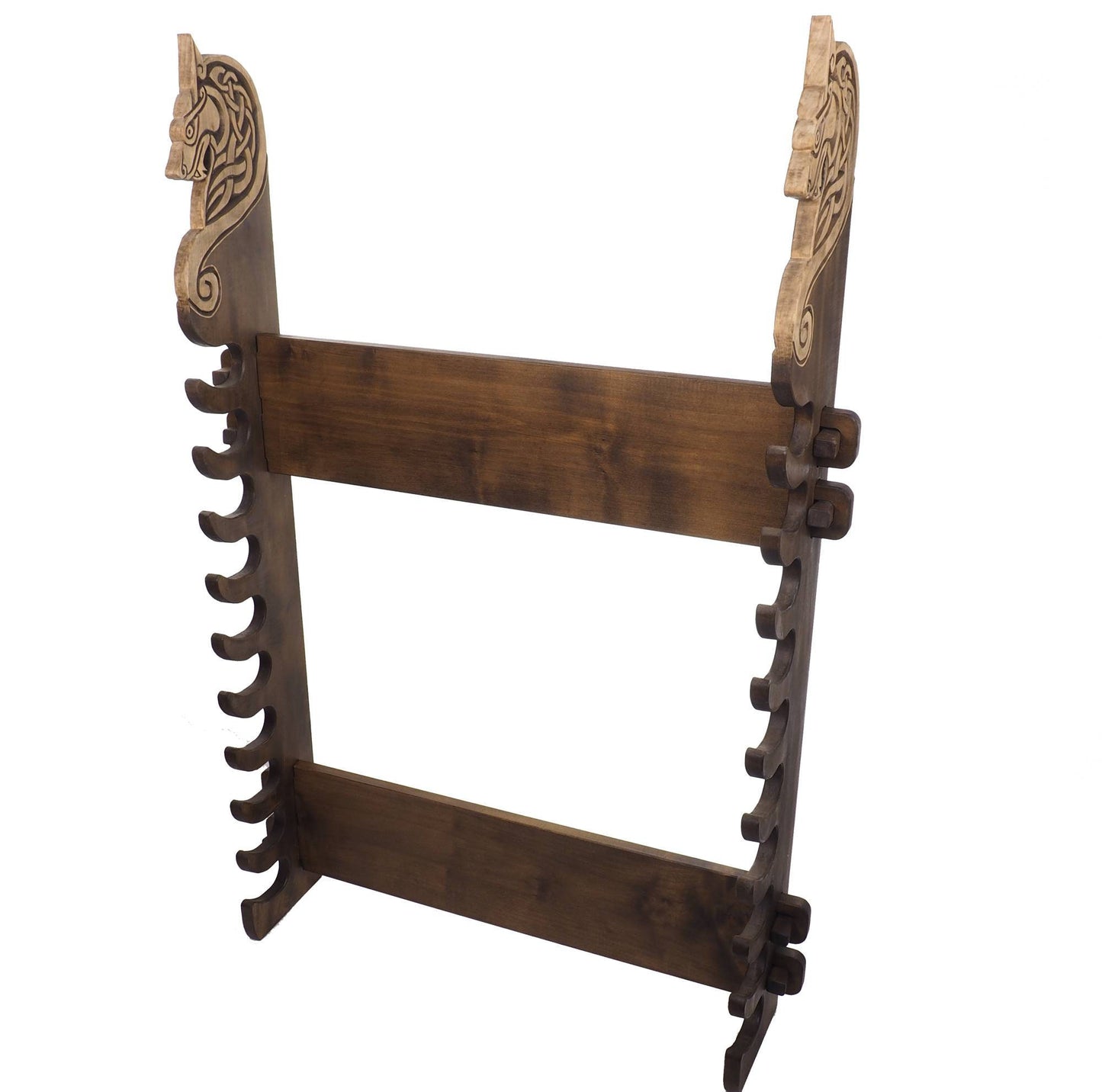 Viking personalized Wall Stand for Weapons, weapon rack with wolf head, hanging weapon holder , norsk style, medieval decor, Larp and SCA,